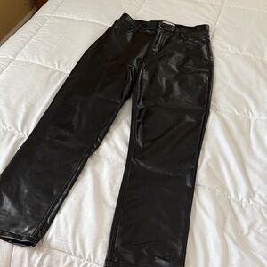 Abercrombie & Fitch Black High-Rise Leather Pants (Curve Love)